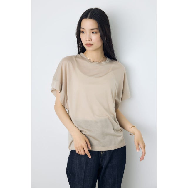 ドレープフレンチスリーブTシャツ BEG