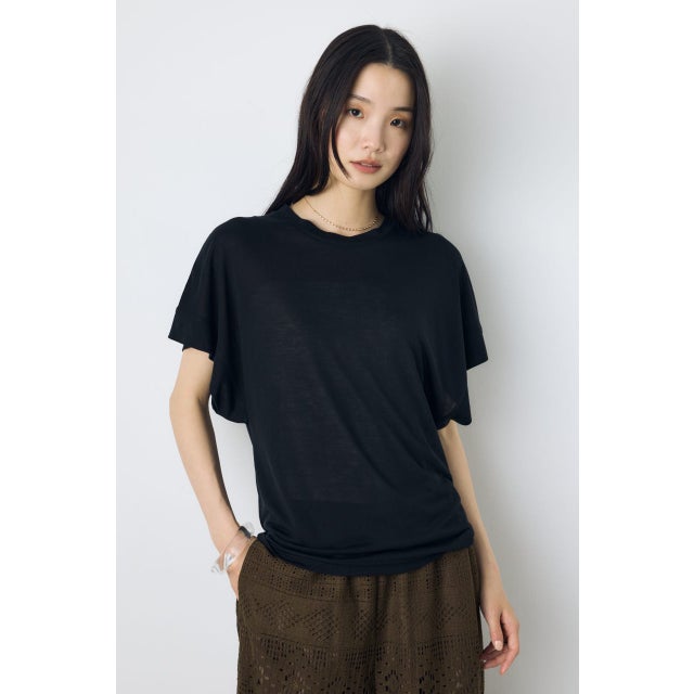 ドレープフレンチスリーブTシャツ BLK
