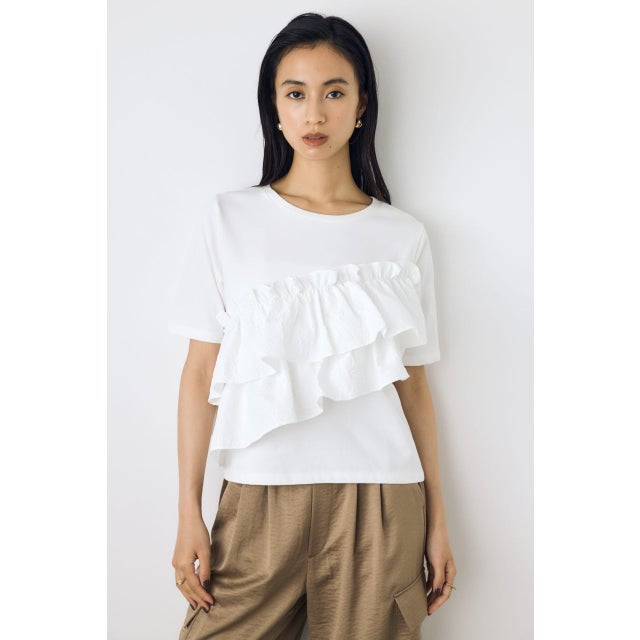 フリルデザインカットトップス O/WHT1