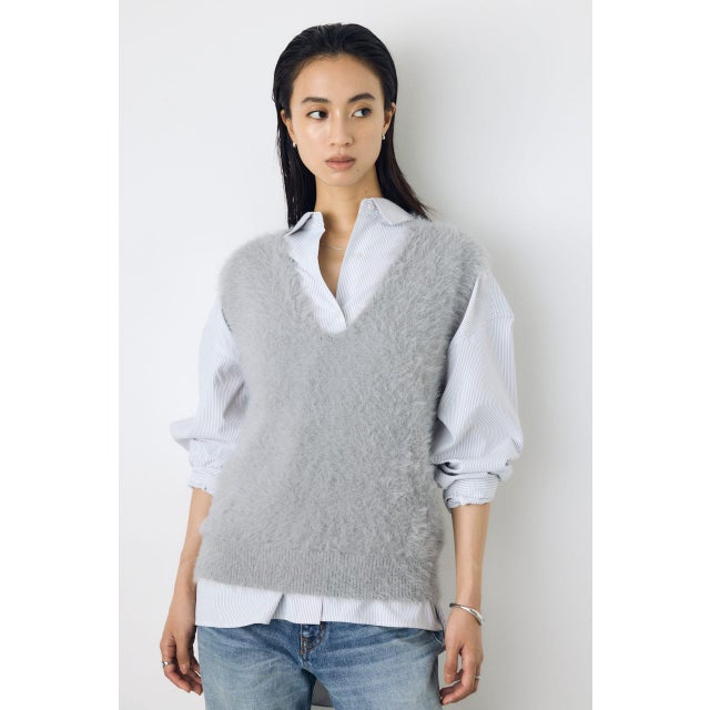 シャギーニットベスト GRY