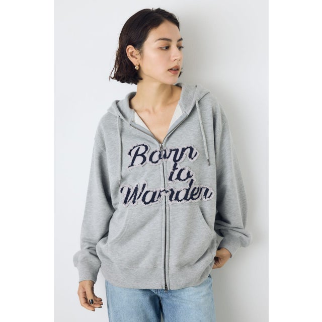 ダブルジップアソートロゴフーディ T.GRY