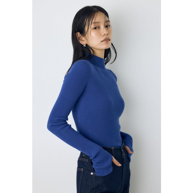 サムホールリブハイネックニット BLU