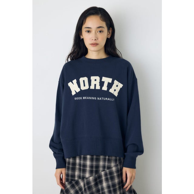 カレッジワッペンロゴ裏毛トップス NVY