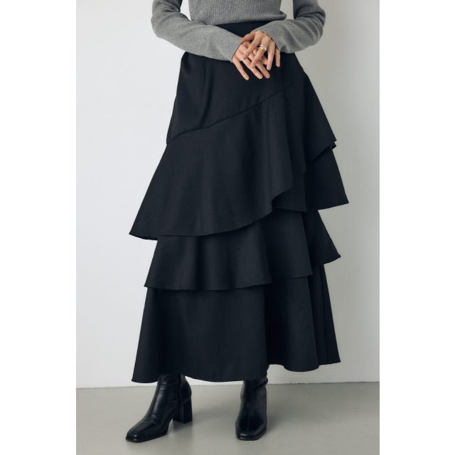 アシンメトリーティアードスカート BLK