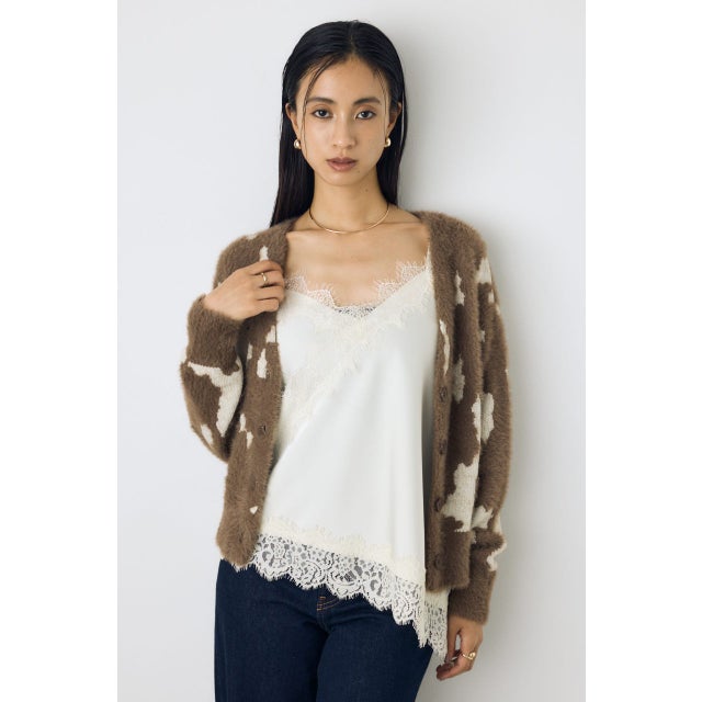 柄アソートニットカーディガン 柄BRN5