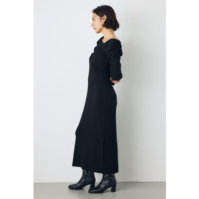アシンメトリーネックリブニットワンピース T.GRY｜詳細画像