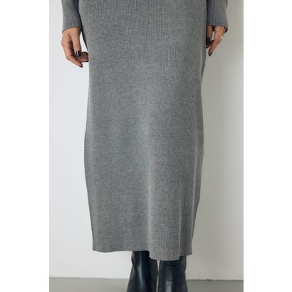 アシンメトリーネックリブニットワンピース T.GRY｜詳細画像
