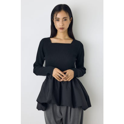 バルーンドッキングニットトップス BLK｜詳細画像