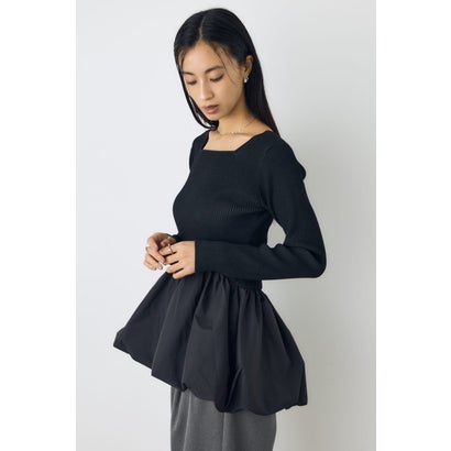 バルーンドッキングニットトップス BLK｜詳細画像