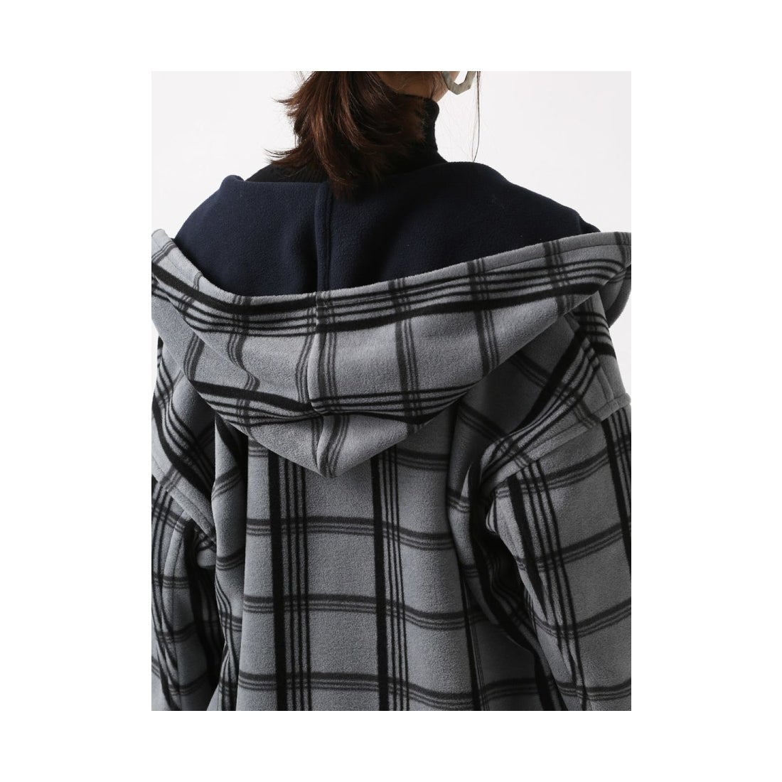 AZUL BY MOUSSY フリースリバーシブルフードコート ブラック 