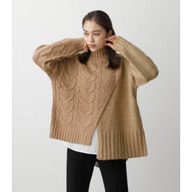 ASYMMETRY CABLE KNIT TOPS BEG