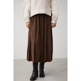 FAUX SUEDE PLEATED SKIRT BRN