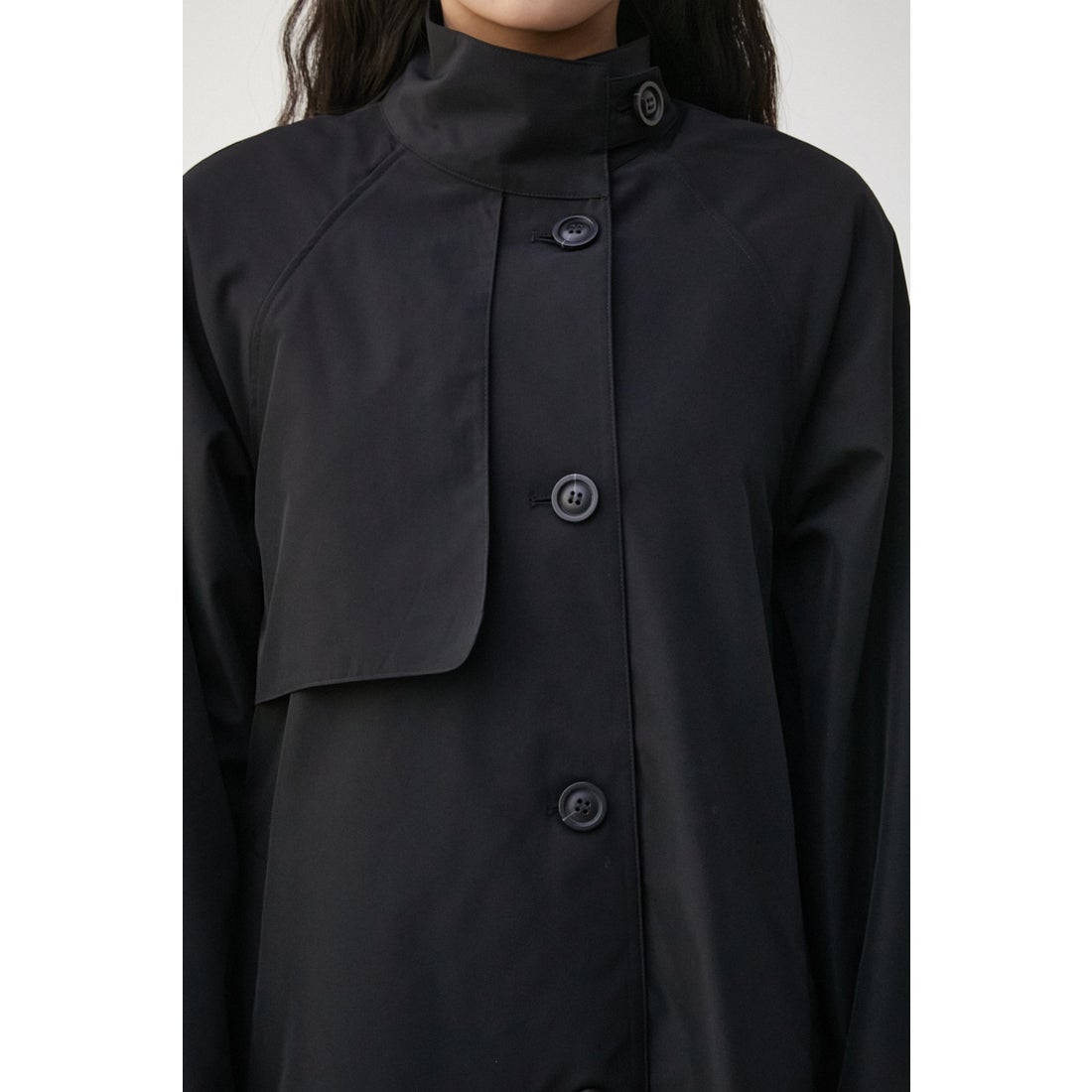 AZUL BY MOUSSY SPRING STAND COLLAR TRENCH CT BLK -ファッション通販