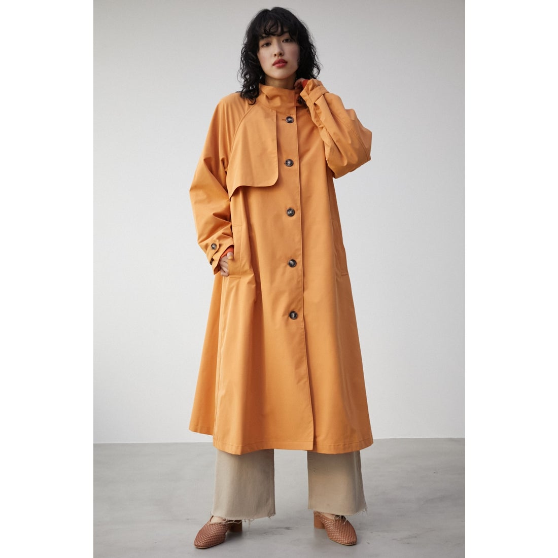 AZUL BY MOUSSY SPRING STAND COLLAR TRENCH CT ORG -ファッション通販
