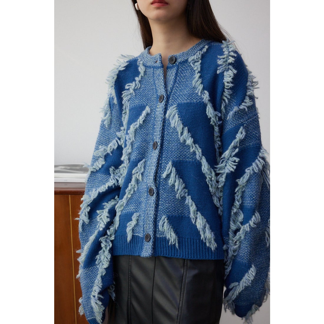 AZUL BY MOUSSY フリンジニットカーディガン 柄BLU5 -ファッション通販 