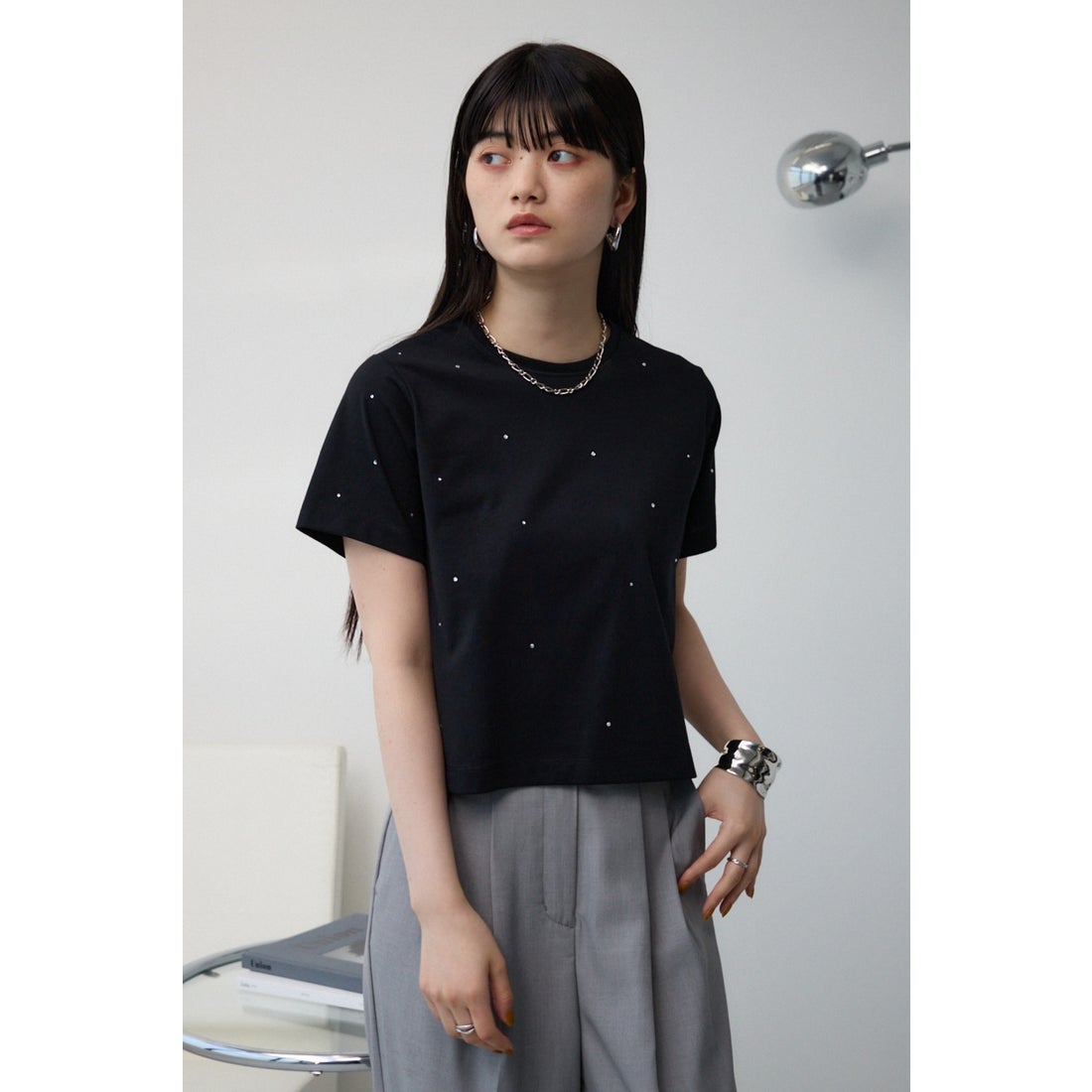 AZUL BY MOUSSY ラインストーンTEE BLK -ファッション通販 FASHION WALKER