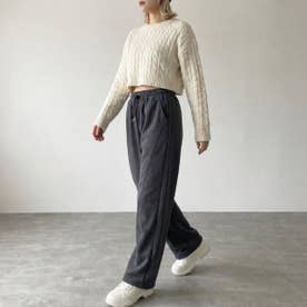 スウェットパンツ レディースパンツ ワイドパンツ 裏起毛パンツ イージーパンツ 裏シャギーパンツ ドローストリングパンツ 防寒パンツ 冬パンツ 秋冬 （チャコールグレー）