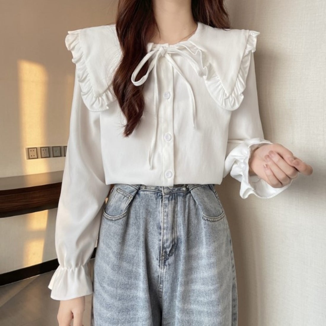 ベルシー Belle Cie フリル リボン シャツ レディース フリルシャツ 