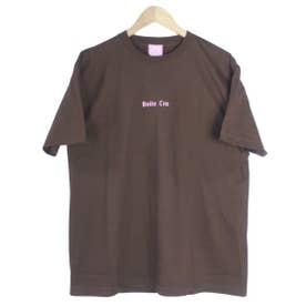 ビッグTシャツ レディース ワンポイント ロゴ ビッグT プリント Tシャツ カットソー 大きいサイズ ゆったり カジュアル トップス （ブラウン）
