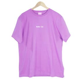 ビッグTシャツ レディース ワンポイント ロゴ ビッグT プリント Tシャツ カットソー 大きいサイズ ゆったり カジュアル トップス （ラベンダー）
