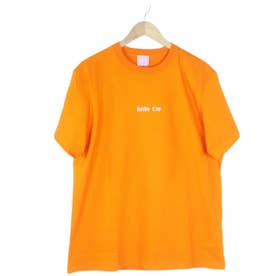 ビッグTシャツ レディース ワンポイント ロゴ ビッグT プリント Tシャツ カットソー 大きいサイズ ゆったり カジュアル トップス （オレンジ）