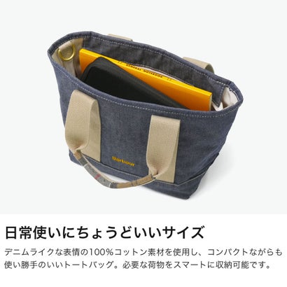 トートバッグ メンズ レディース おしゃれ 小さめ ミニ カジュアル 軽量 綿 コットン 斜め掛け 肩掛け ショルダー 横型 コンパクト 2WAY Myaミニデニムトートバッグ LBA0539 （blu）｜詳細画像
