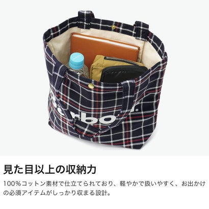 トートバッグ ブランド おしゃれ 小さめ ミニ トート 軽量 軽い 綿 コットン タータンチェック チェック柄 ロゴ カジュアル A5 7L Telfield タータンロゴトートバッグ UBA0764 （navy）｜詳細画像