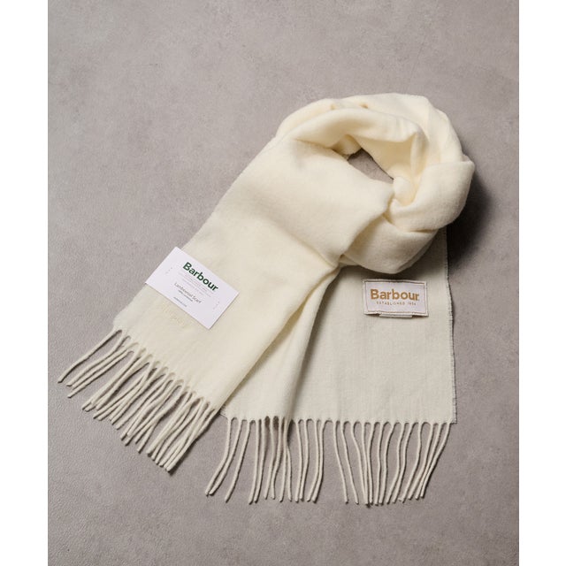 barbour lambswool woven scarf マフラー ユニセックス ギフト （クリーム）