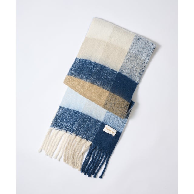 barbour marie scarf / barbour ellison scarf 180cm*38cm /LSC0460/LSC0458 （ブルー）