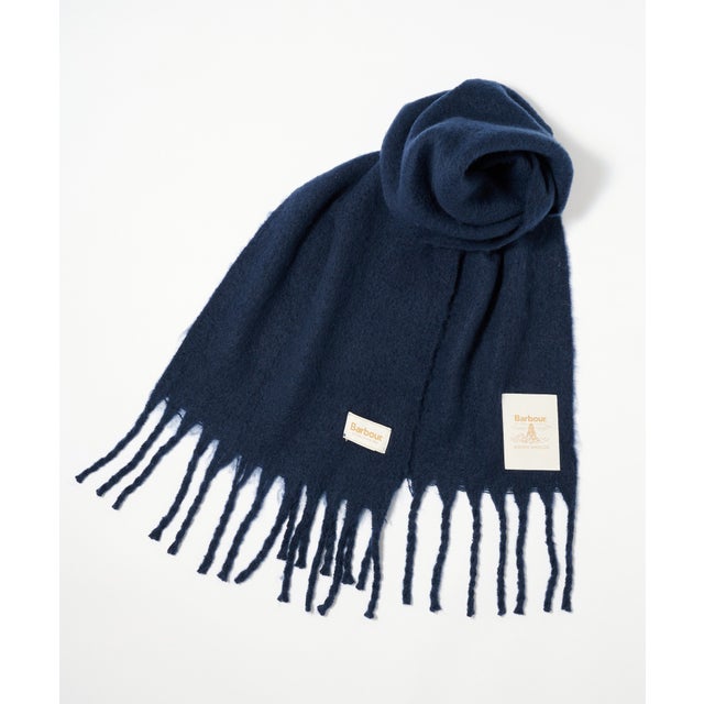 barbour marie scarf / barbour ellison scarf 180cm*38cm /LSC0460/LSC0458 （ネイビー）