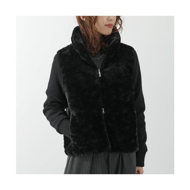 中綿ジャケット JW9854 DKSH 異素材切り替え （90/BLACK）