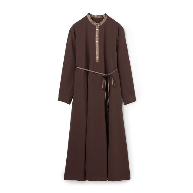 ドライジョーゼット フレアロングワンピース （47 ブラウン）