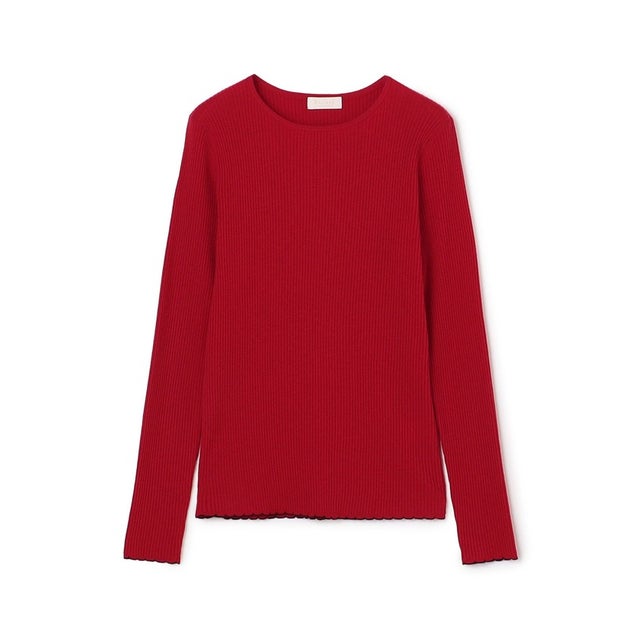 ストレッチカシミヤ クルーネックプルオーバー （37 レッド）