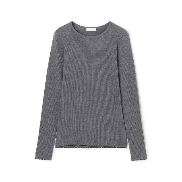 ストレッチカシミヤ クルーネックプルオーバー （15 グレー）
