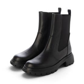 【本革】超軽量ソール サイドゴアデザインショートブーツ （BLK）