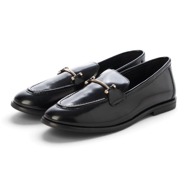 【本革 / 軽量】ガラスレザースキニービットローファー （BLK）