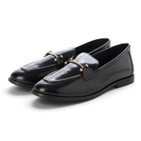 【本革 / 軽量】ガラスレザースキニービットローファー （BLK）