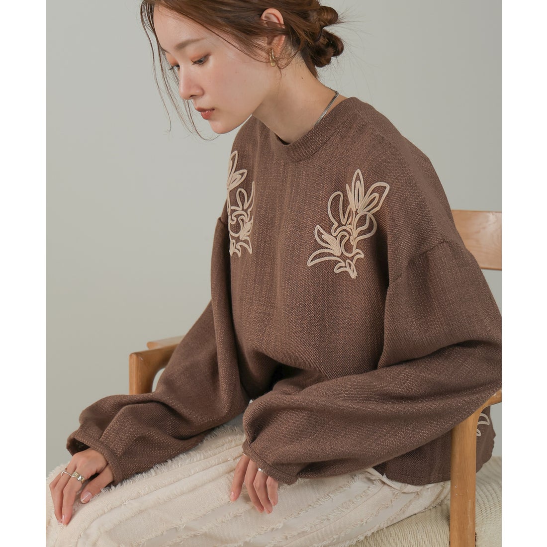 バブ Bab 前後2WAY刺繍ブラウス （BROWN） - ファッション通販
