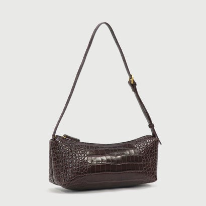 【LA MARGE】【本革】 クロコ型押し ワンハンドル ショルダーバッグ / レディース レザー バッグ オケージョン （ダークブラウン）｜詳細画像