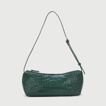 【LA MARGE】【本革】 クロコ型押し ワンハンドル ショルダーバッグ / レディース レザー バッグ オケージョン （ダークブラウン）｜詳細画像