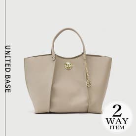 3層タイプ 2WAY ハンド & ショルダーバッグ / レディース バッグ ひねり金具 通勤バッグ セレモニー （ベージュ）
