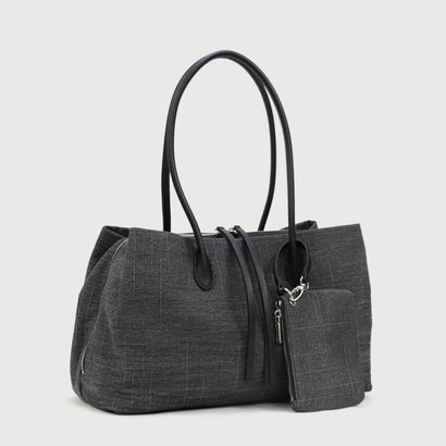 【 500mlペットボトル収納可 】 3層タイプ シャンブレー トートバッグ / レディース バッグ b5 通勤バッグ （ブラック）｜詳細画像