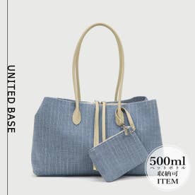 【 500mlペットボトル収納可 】 3層タイプ シャンブレー トートバッグ / レディース バッグ b5 通勤バッグ （ブルー）