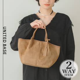【 500mlペットボトル収納可 】2WAY スエード ライク パイピング ハンドバッグ / レディース バッグ ショルダーバッグ （ベージュ）