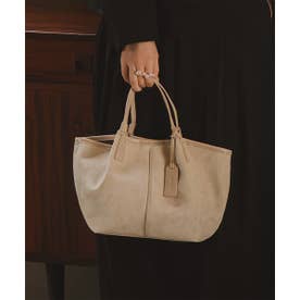 【 500mlペットボトル収納可 】2WAY スエード ライク パイピング ハンドバッグ / レディース バッグ ショルダーバッグ （アイボリー）