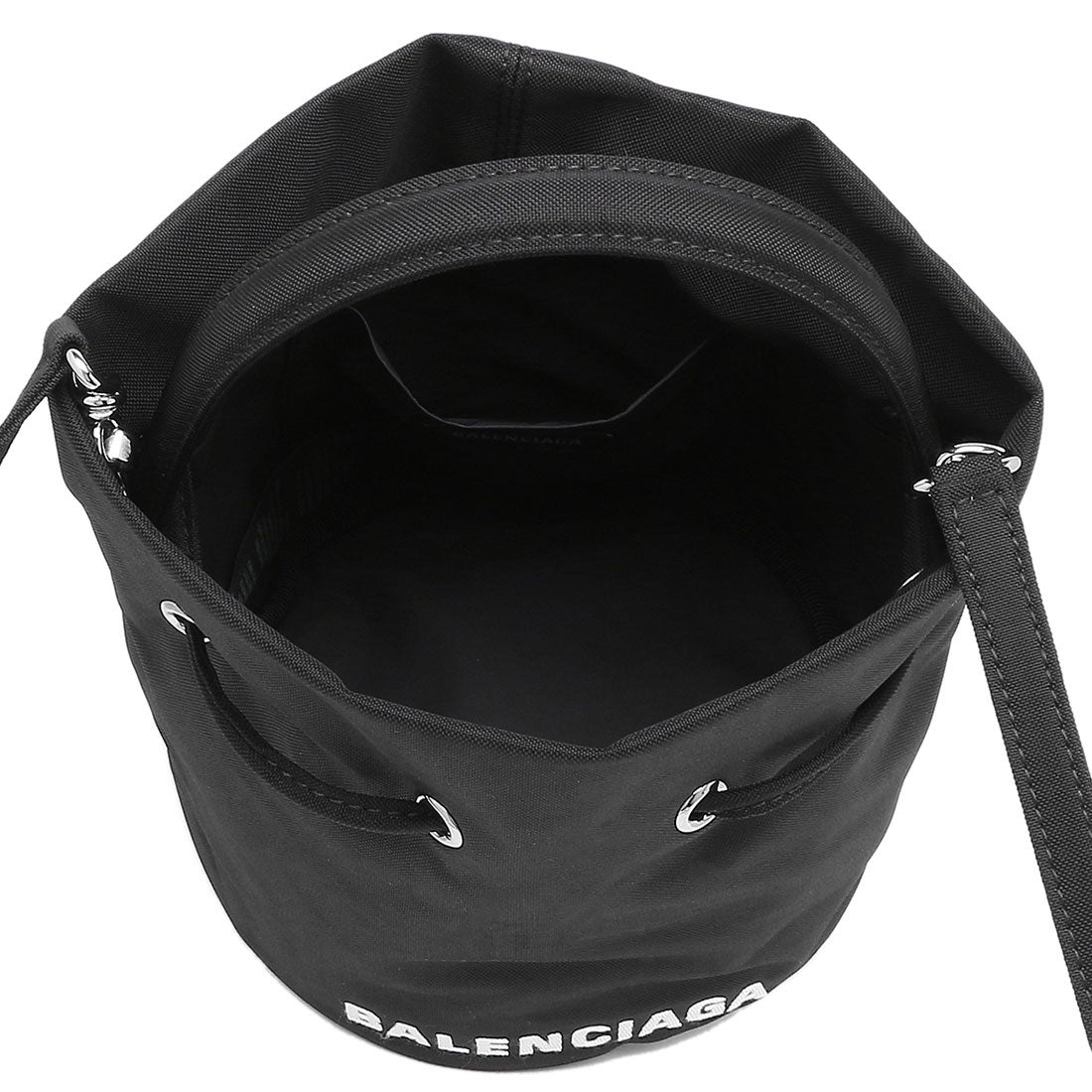 バレンシアガ BALENCIAGA ハンドバッグ ショルダーバッグ ロゴ 巾着バッグ XSサイズ ブラック ホワイト レディース BALENCIAGA  656682 H854N 1060 （BLACK L WHITE）