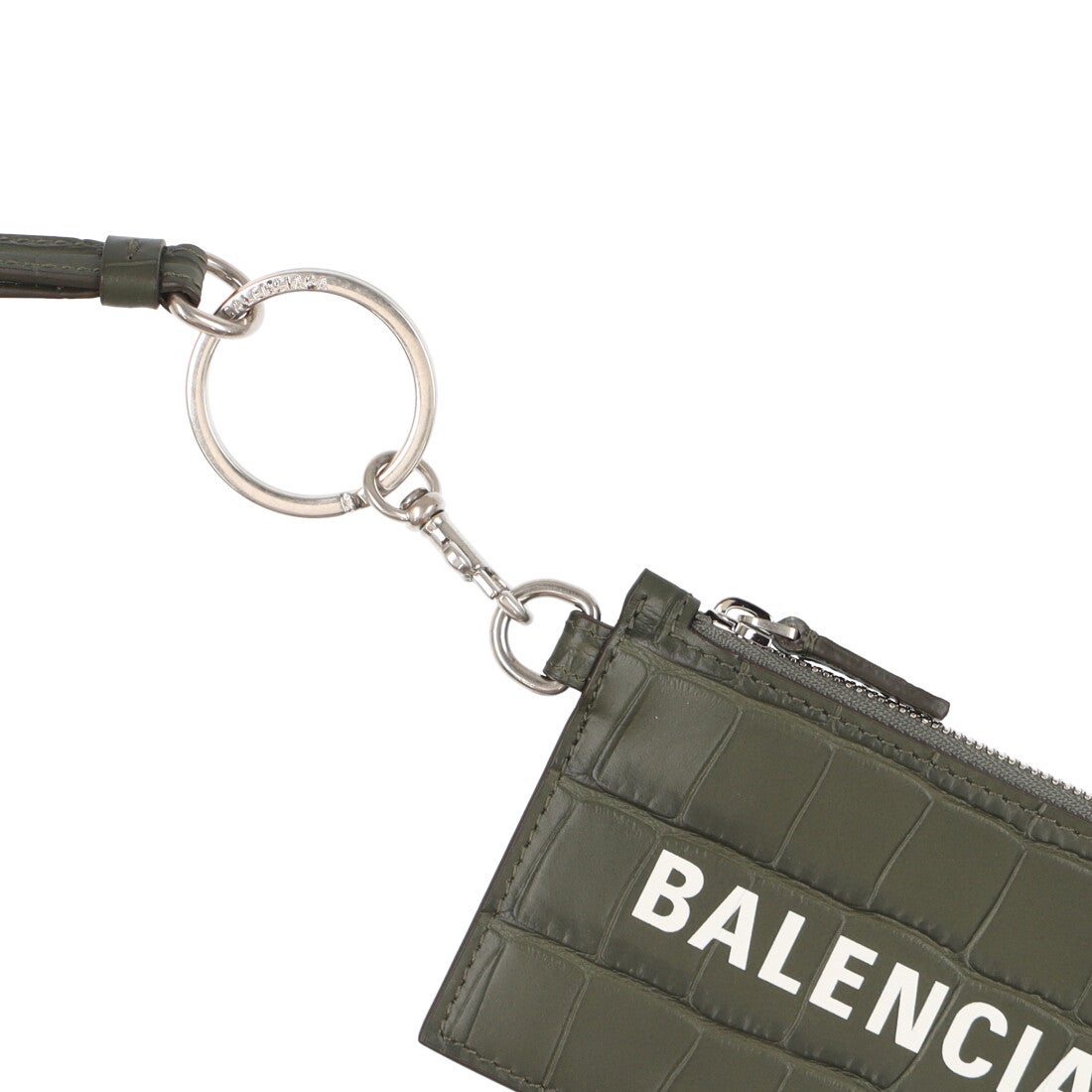 BALENCIAGA バレンシアガ　ストラップ　カードケース　金属製　グリーン箱の外側に汚れが見受けられます