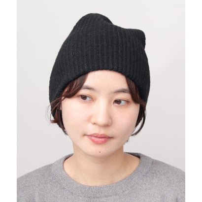 ニット帽 2WAY 深め リブニット 二重仕様 シングルビーニー 無地 消臭 抗菌 ポリエステル 折り返し可能 折りたたみ 防寒 秋冬対応 （ブラック）｜詳細画像