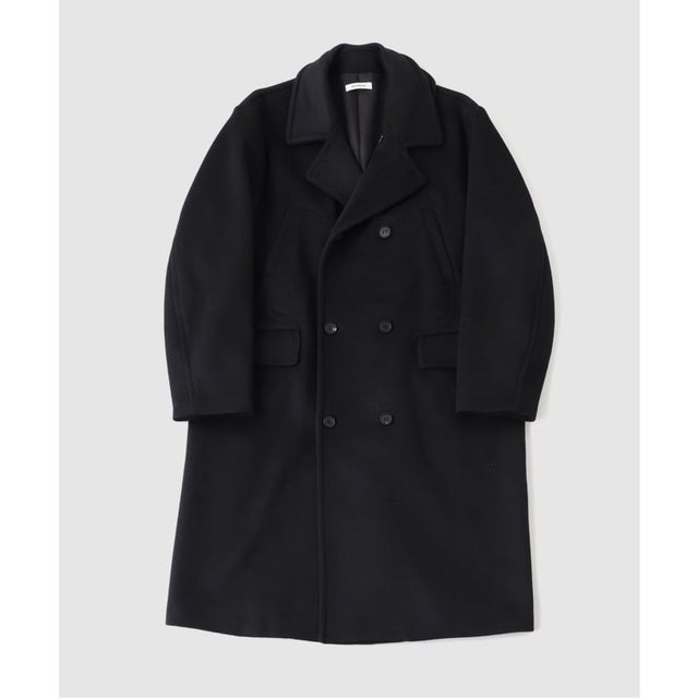MATSUFUJI / マツフジ DOUBLE BREASTED MELTON COAT （ブラック）