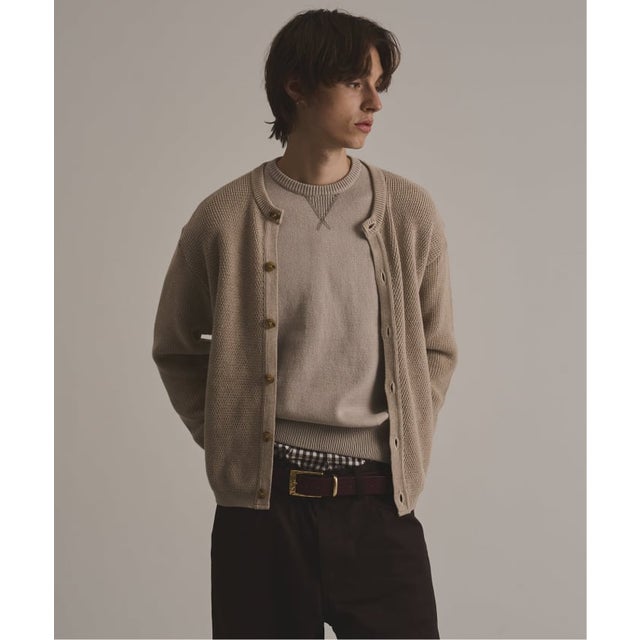 via / ヴァイア CREWNECK CARDIGAN （ベージュ）